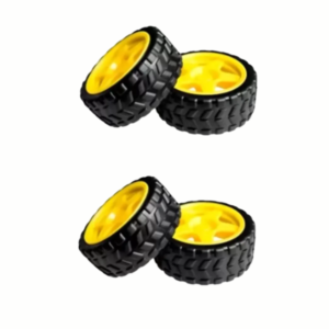 AQBP Durable Rubber Robot Tire, Yellow wheel 65mmX30mm for BO DC Motor(Pack of 4) Educational Electronic Hobby Kit